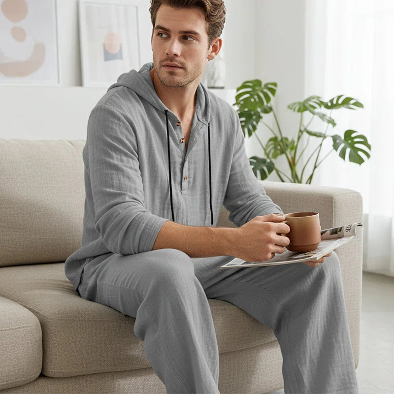 👕🩳 Heren casual top met capuchon en broek – 2-delige set | 50% korting 🔥
