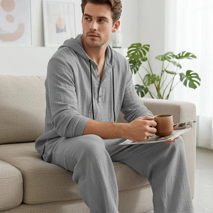👕🩳 Heren casual top met capuchon en broek – 2-delige set | 50% korting 🔥