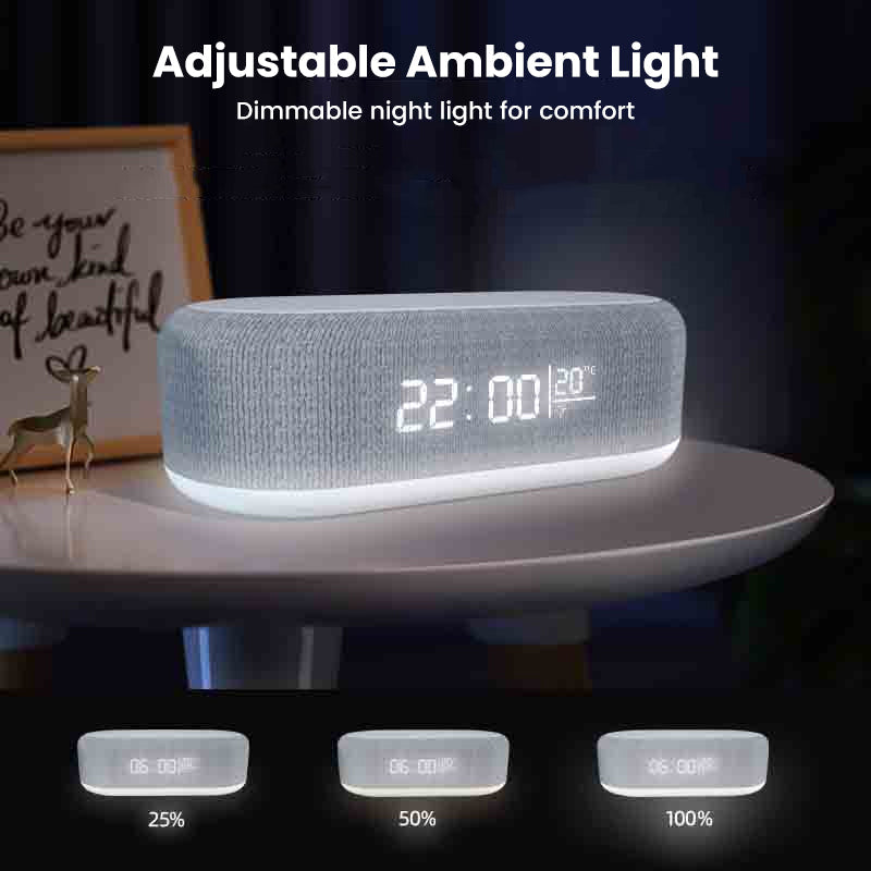 💘Tijdelijke Aanbieding: 50% Korting! 🔋6-in-1 Draadloos Laadstation 25W – Klok, Wekker, Bluetooth Speaker & Nachtlampje | All-in-One Nachtkastje!