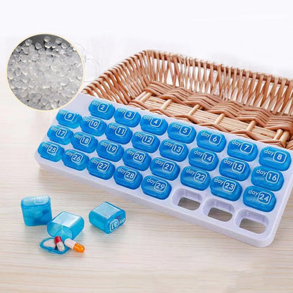 💊📅 Dagelijkse 31-daagse pillendoosje voor op reis – 🔒📦 Medicijnendoosje voor 4 weken met vakjes en labels, ideaal voor weekplanning, vakanties en senioren, compacte opslag