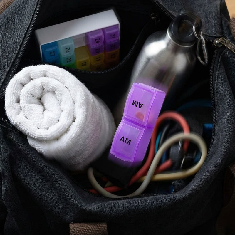 💊📅 Dagelijkse 31-daagse pillendoosje voor op reis – 🔒📦 Medicijnendoosje voor 4 weken met vakjes en labels, ideaal voor weekplanning, vakanties en senioren, compacte opslag