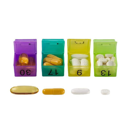 💊📅 Dagelijkse 31-daagse pillendoosje voor op reis – 🔒📦 Medicijnendoosje voor 4 weken met vakjes en labels, ideaal voor weekplanning, vakanties en senioren, compacte opslag