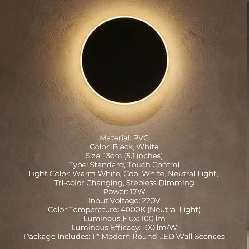 🌞Fris De Lente In Met 50% Korting!Eclips LED Wandlamp met Touch Control | Moderne Dimbare Sfeerverlichting | 3 Lichtkleuren
