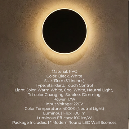 🌞Fris De Lente In Met 50% Korting!Eclips LED Wandlamp met Touch Control | Moderne Dimbare Sfeerverlichting | 3 Lichtkleuren