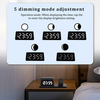 🢣📢50% korting!!!⏰4-in-1-snelladestation met klok en draadloze oplaadfunctie