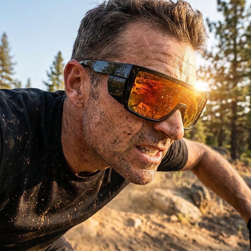 🚴‍♂️ Beschermende Fietszonnebril met Breed Gezichtsveld – Maximale Focus & Bescherming
