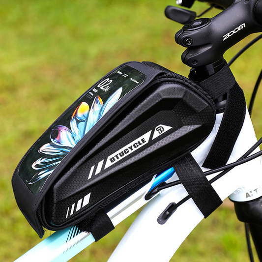 💧 NU 50% KORTING! 🚴 Waterbestendige fietstas met grote inhoud – vakje voor smartphone met aanraakscherm, slank ontwerp voor de bovenbuis en dubbele ritsen 📱