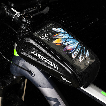 💧 NU 50% KORTING! 🚴 Waterbestendige fietstas met grote inhoud – vakje voor smartphone met aanraakscherm, slank ontwerp voor de bovenbuis en dubbele ritsen 📱