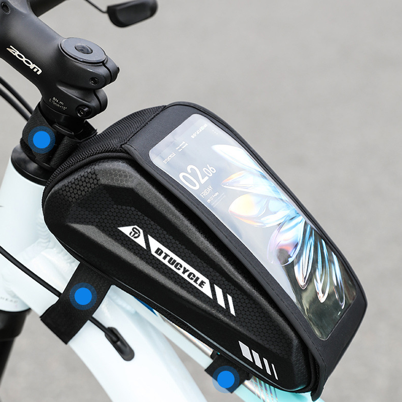 💧 NU 50% KORTING! 🚴 Waterbestendige fietstas met grote inhoud – vakje voor smartphone met aanraakscherm, slank ontwerp voor de bovenbuis en dubbele ritsen 📱