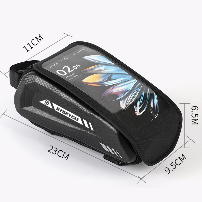 💧 NU 50% KORTING! 🚴 Waterbestendige fietstas met grote inhoud – vakje voor smartphone met aanraakscherm, slank ontwerp voor de bovenbuis en dubbele ritsen 📱