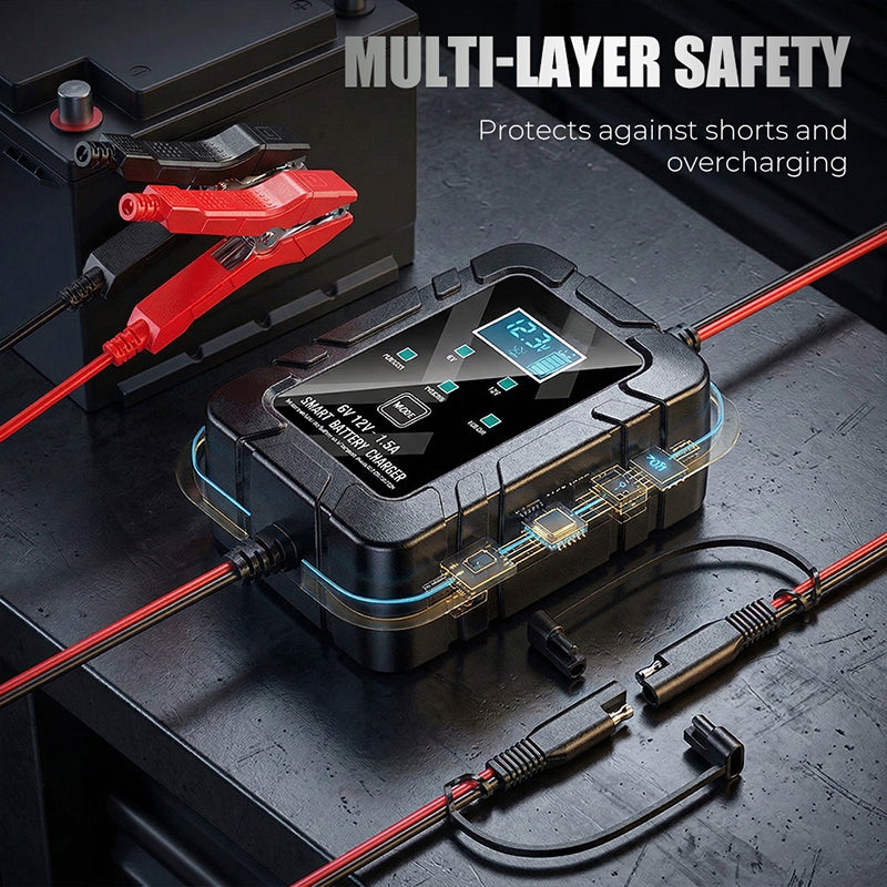 🔥Beperkte tijd actie 50% KORTING⚡1.5A 6V/12V Automatische acculader – Veilig, Snel & Efficiënt laden! 🚗🔋