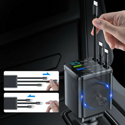 🔋 NU 50% KORTING! 🚗 7-in-1 intrekbare snellader voor in de auto met spanningsweergave – USB-C, snelladen & onmisbaar voor dagelijks gebruik 📱