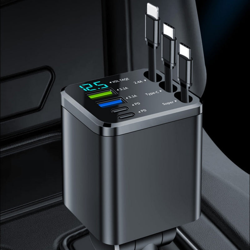 🔋 NU 50% KORTING! 🚗 7-in-1 intrekbare snellader voor in de auto met spanningsweergave – USB-C, snelladen & onmisbaar voor dagelijks gebruik 📱