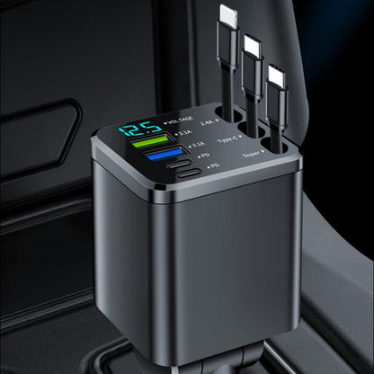 🔋 NU 50% KORTING! 🚗 7-in-1 intrekbare snellader voor in de auto met spanningsweergave – USB-C, snelladen & onmisbaar voor dagelijks gebruik 📱
