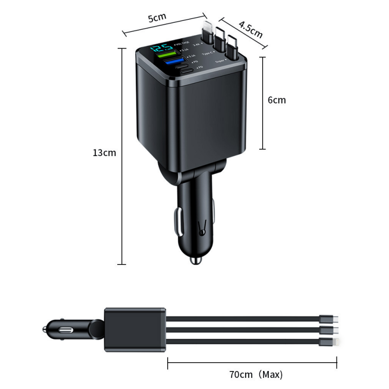 🔋 NU 50% KORTING! 🚗 7-in-1 intrekbare snellader voor in de auto met spanningsweergave – USB-C, snelladen & onmisbaar voor dagelijks gebruik 📱