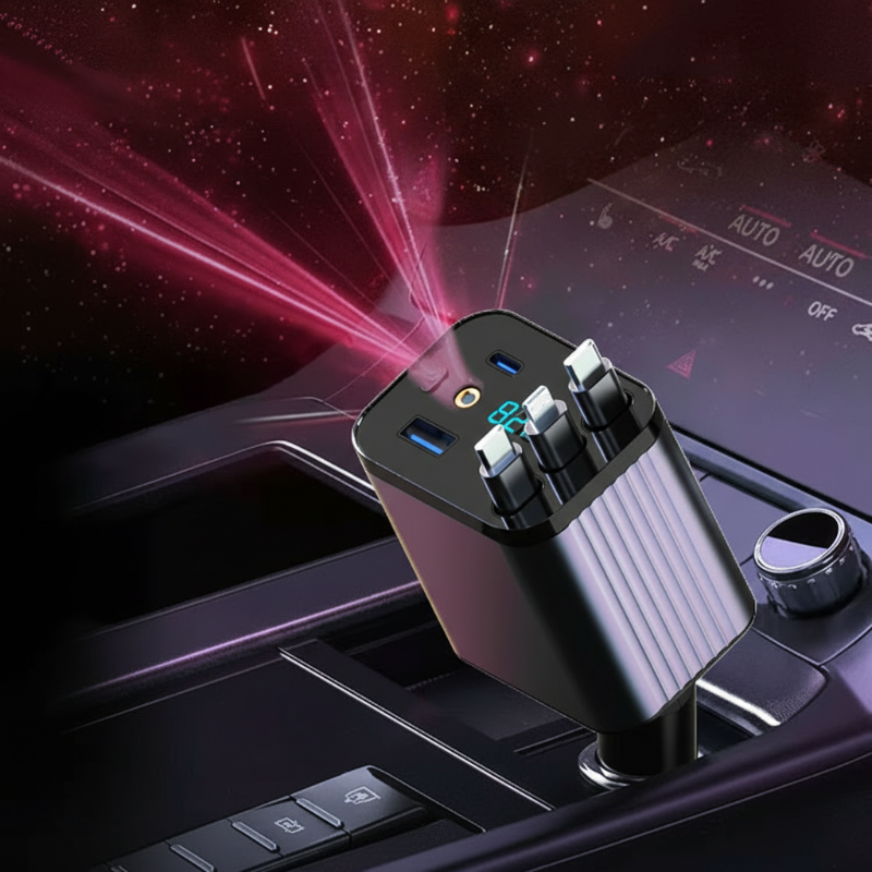 🔋 NU 50% KORTING! 🚗 7-in-1 intrekbare snellader voor in de auto met spanningsweergave – USB-C, snelladen & onmisbaar voor dagelijks gebruik 📱
