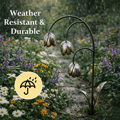 Elegante metalen tuinpaal met bloemmotief