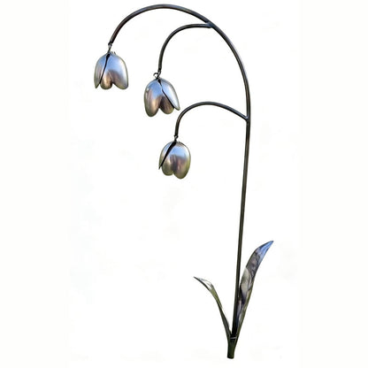 Elegante metalen tuinpaal met bloemmotief