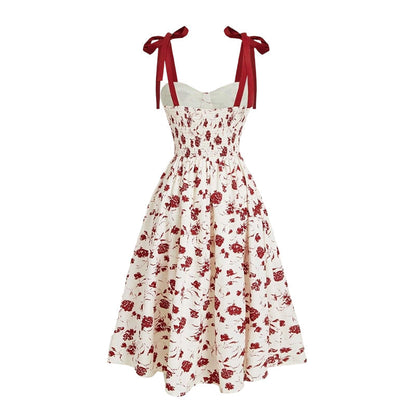 Bloemenjurk voor dames👗, hartvormige halslijn💖, gekruiste schouderbandjes🎀