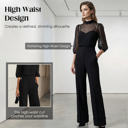 💃 Jumpsuit met hoge kraag en pofmouwen voor dames | Veelzijdig en flatterend