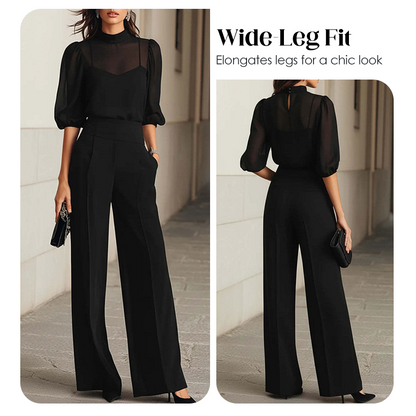 💃 Jumpsuit met hoge kraag en pofmouwen voor dames | Veelzijdig en flatterend
