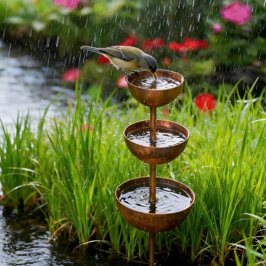 🔥UITVERKOOP 50% KORTING  Rustieke metalen vogelvoeder- en drinkbak met 3 verdiepingen