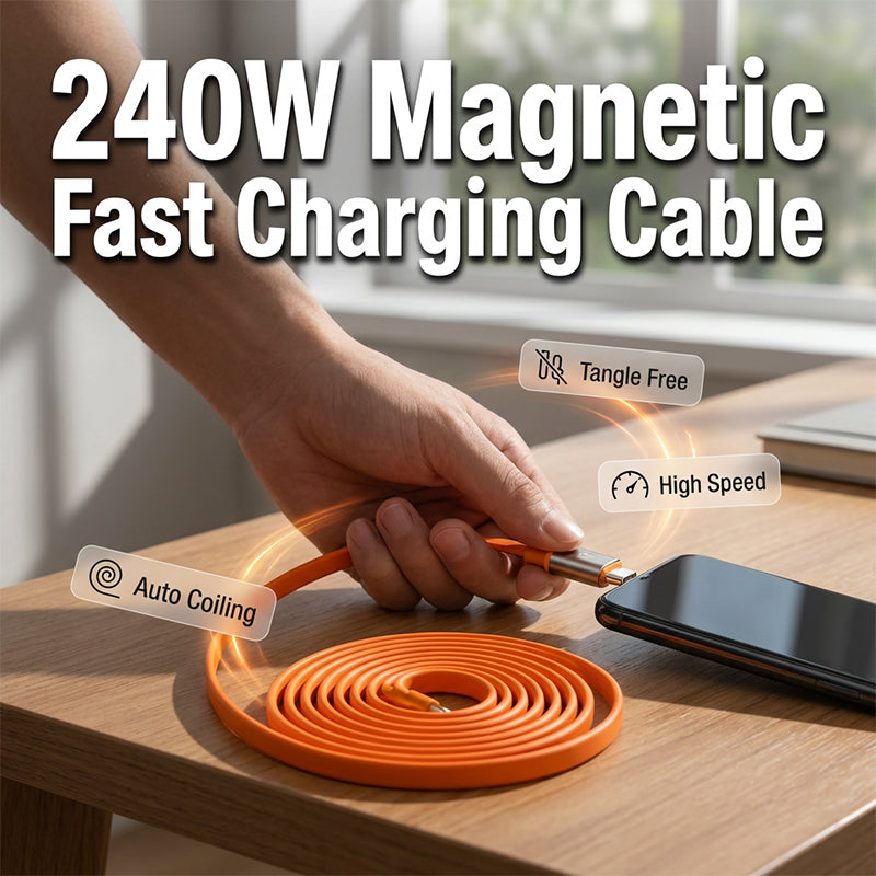 240 W magnetische Type-C-kabel met automatische opwinding