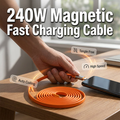 240 W magnetische Type-C-kabel met automatische opwinding