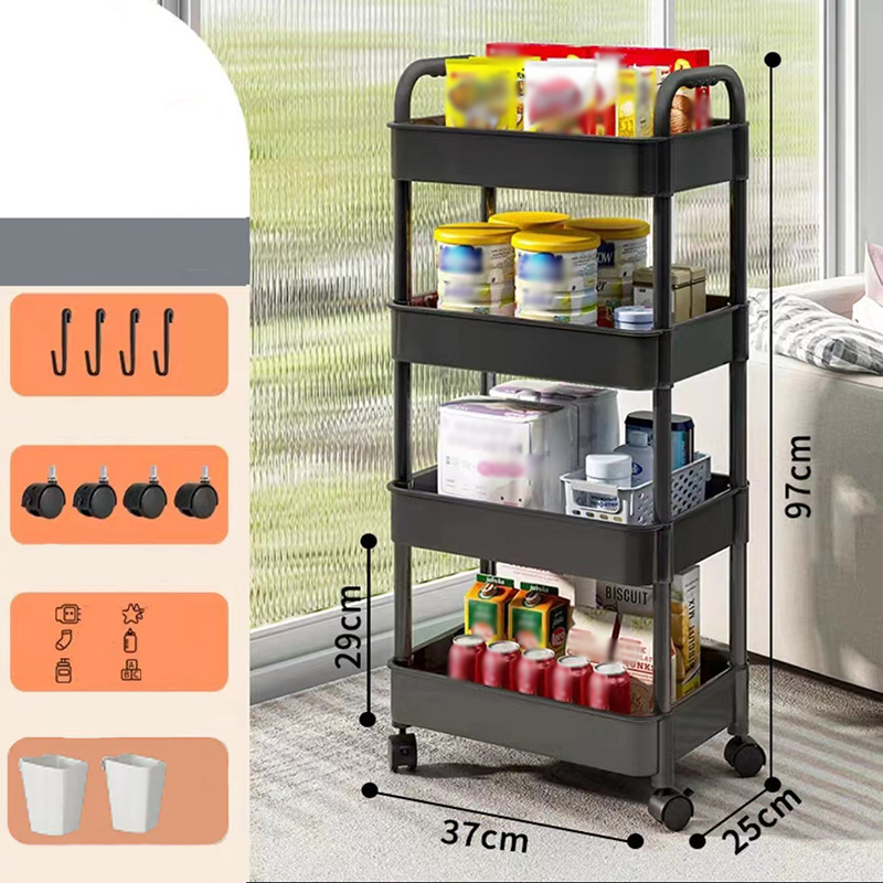 🌞Fris De Lente In Met 50% Korting!🏡Verrijdbare Trolley op Wielen | Smalle Rolwagen voor Keuken & Badkamer | Ruimtebesparend Opbergrek (Tot 5 Lagen)