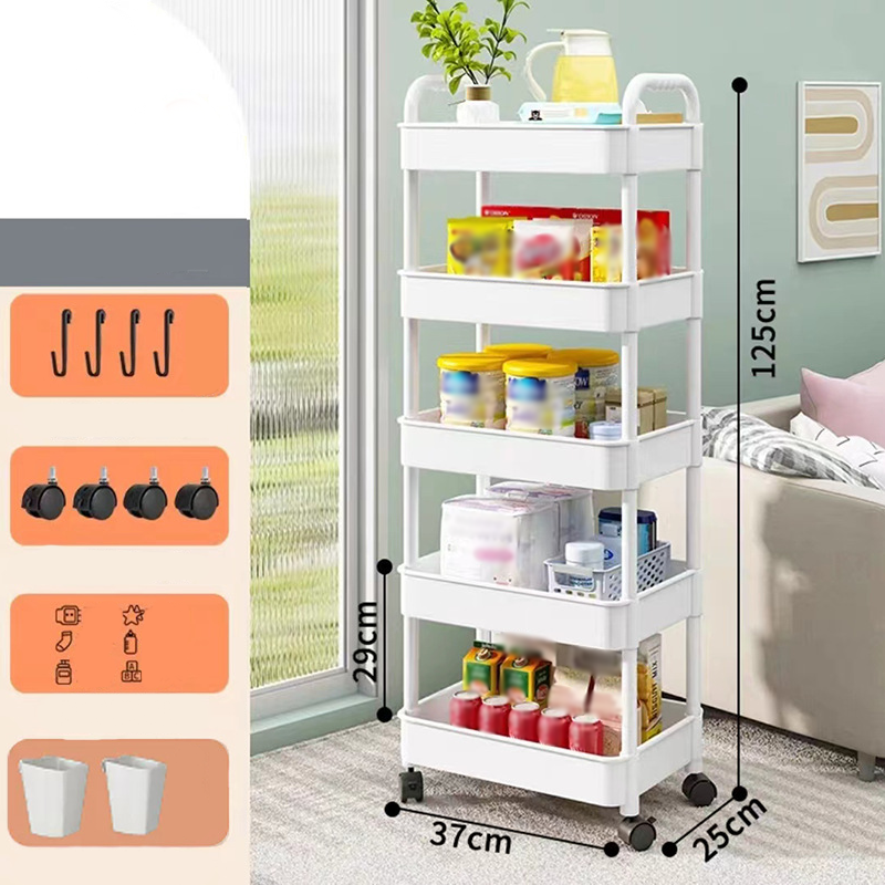 🌞Fris De Lente In Met 50% Korting!🏡Verrijdbare Trolley op Wielen | Smalle Rolwagen voor Keuken & Badkamer | Ruimtebesparend Opbergrek (Tot 5 Lagen)
