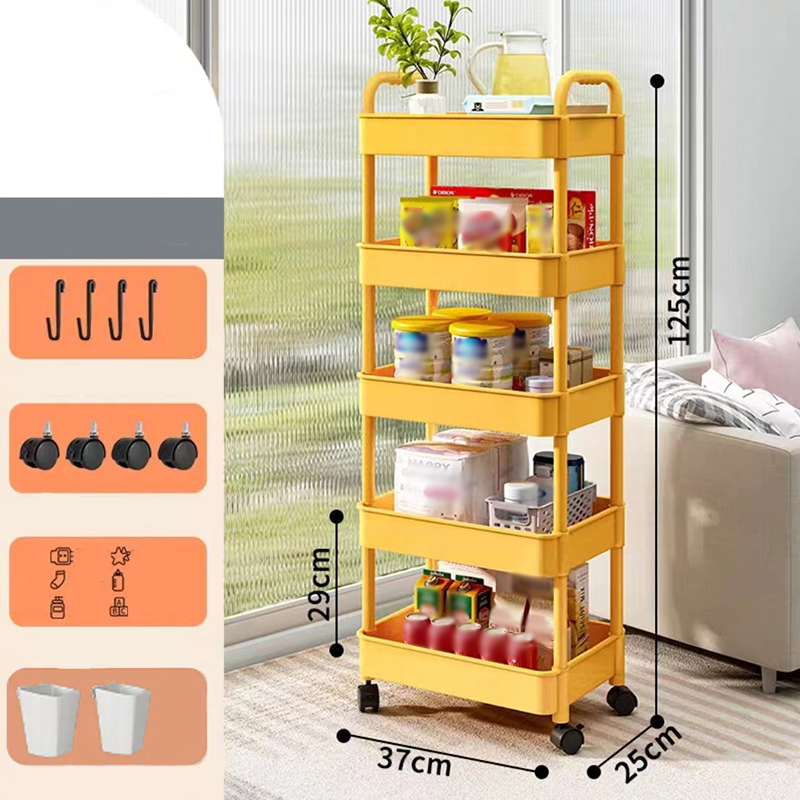 🌞Fris De Lente In Met 50% Korting!🏡Verrijdbare Trolley op Wielen | Smalle Rolwagen voor Keuken & Badkamer | Ruimtebesparend Opbergrek (Tot 5 Lagen)