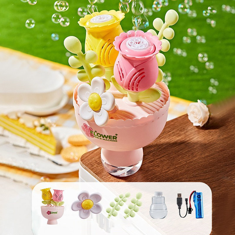 Automatic Flower Bubble Machine Toy for Kids