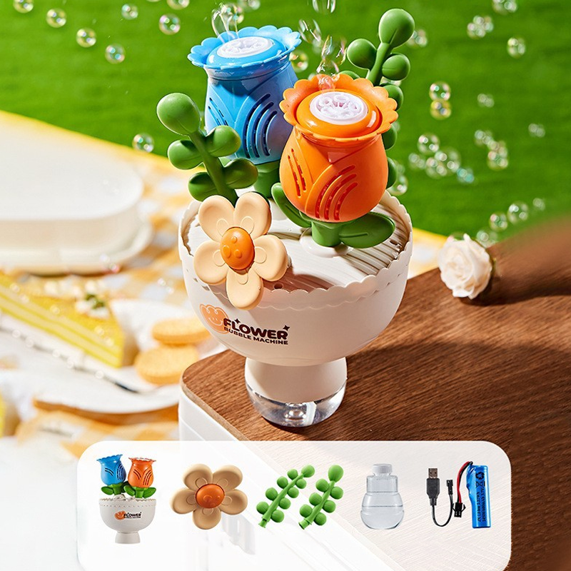 Automatic Flower Bubble Machine Toy for Kids