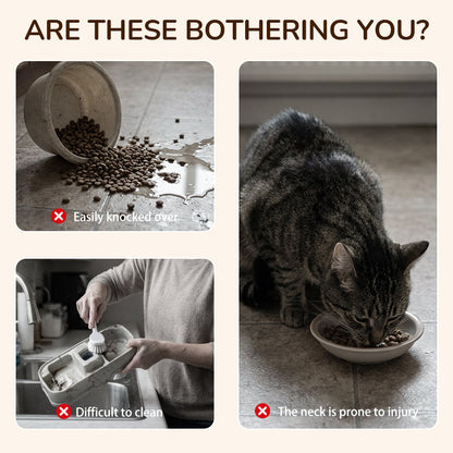 🟔🎁Nieuws: 50% KORTING🟔Verhoogde voerbak voor honden en katten met 3 bakjes – antislip en stabiel 🐾🥣