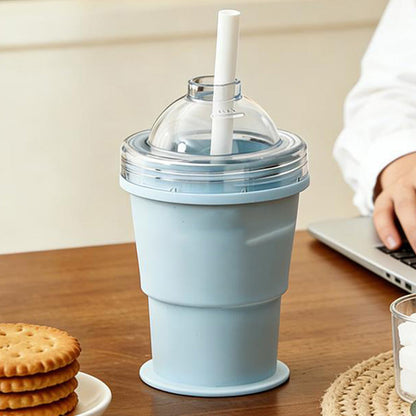 🌞Fris De Lente In Met 50% Korting!🥤2-in-1 Opvouwbare Siliconen IJsbeker | Maakt XL IJsballen voor IJskoffie & Cocktails | Lekvrije Drinkbeker met Rietje (BPA-Vrij)