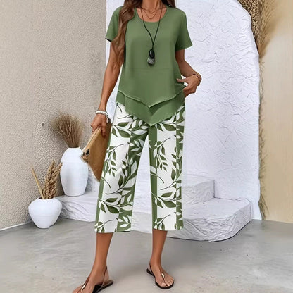 👕Mode Nieuw Binnen 50% KORTING | 🔥Gelaagde Asymmetrische Tuniek Top & Bedrukte Wijde Broek Dames