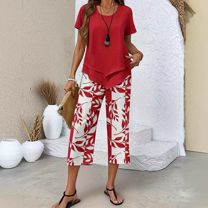 👕Mode Nieuw Binnen 50% KORTING | 🔥Gelaagde Asymmetrische Tuniek Top & Bedrukte Wijde Broek Dames