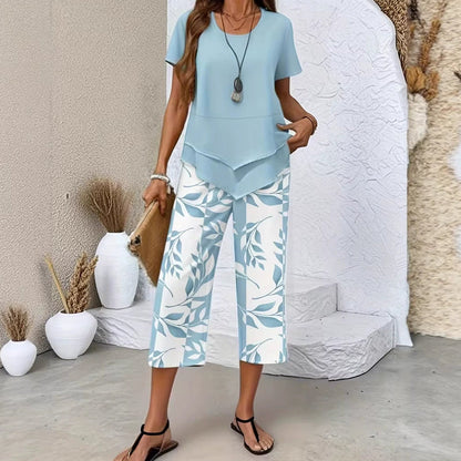 👕Mode Nieuw Binnen 50% KORTING | 🔥Gelaagde Asymmetrische Tuniek Top & Bedrukte Wijde Broek Dames