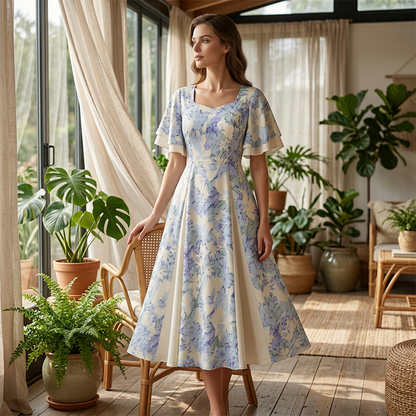 👗 60% Korting – Fit & Flare Jurk met Zwierige Mouwen | Flatterend, Luchtig & Elegant bij Elke Stap