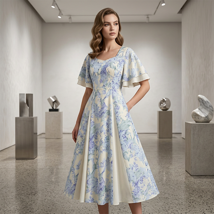 👗 60% Korting – Fit & Flare Jurk met Zwierige Mouwen | Flatterend, Luchtig & Elegant bij Elke Stap