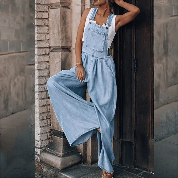 Dames losse verstelbare riem breedbeen denim