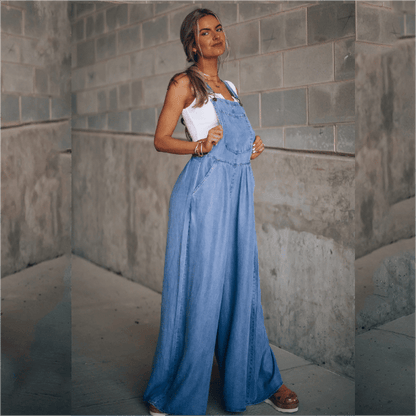 Dames losse verstelbare riem breedbeen denim