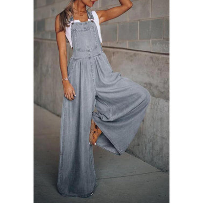 Dames losse verstelbare riem breedbeen denim