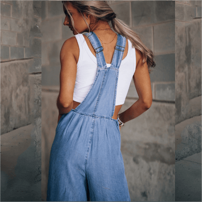 Dames losse verstelbare riem breedbeen denim