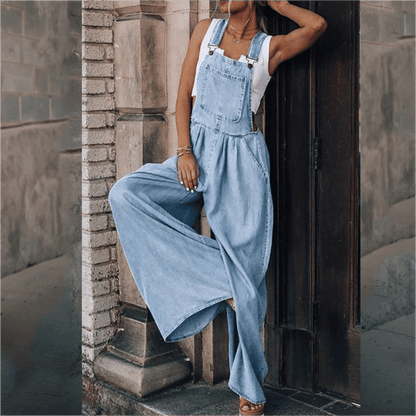Dames losse verstelbare riem breedbeen denim