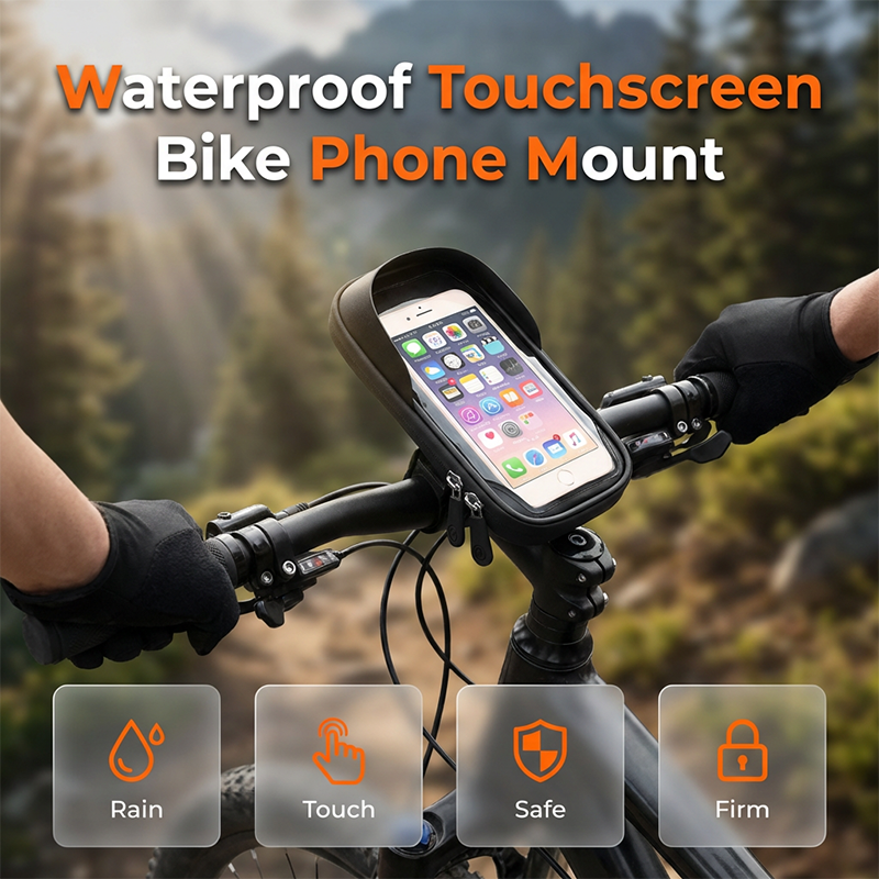 🚴‍♂️ Waterdichte telefoonhouder – Voor op de fiets | 360° draaibaar • Eenvoudige montage
