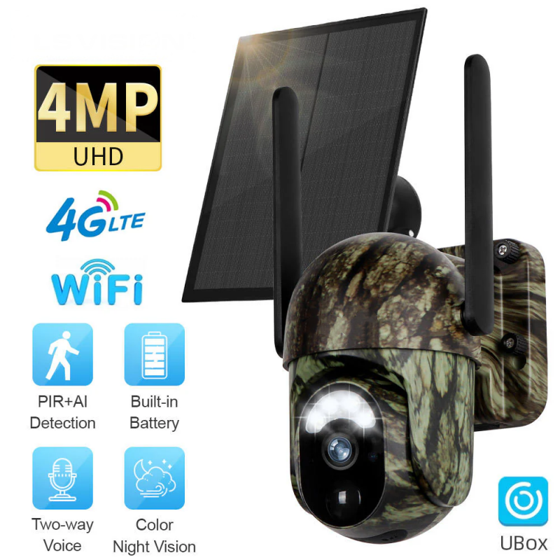 🔥🎥 4G LTE Draadloze Zonne-energie Bewakingscamera CB114S – 💎 2K HD Real-Time Preview, 360° Panoramische Dekking, Geen Wi-Fi Vereist, Afstandsbediening via App, Waterdicht, Bewegingsdetectie, Nachtzicht, Geschikt voor Buitengebruik