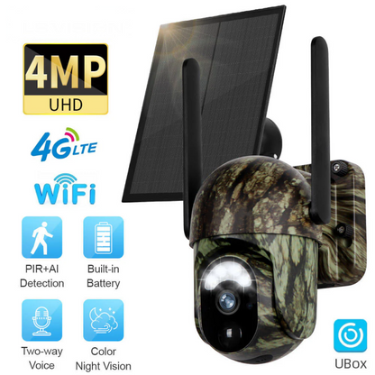 🔥🎥 4G LTE Draadloze Zonne-energie Bewakingscamera CB114S – 💎 2K HD Real-Time Preview, 360° Panoramische Dekking, Geen Wi-Fi Vereist, Afstandsbediening via App, Waterdicht, Bewegingsdetectie, Nachtzicht, Geschikt voor Buitengebruik