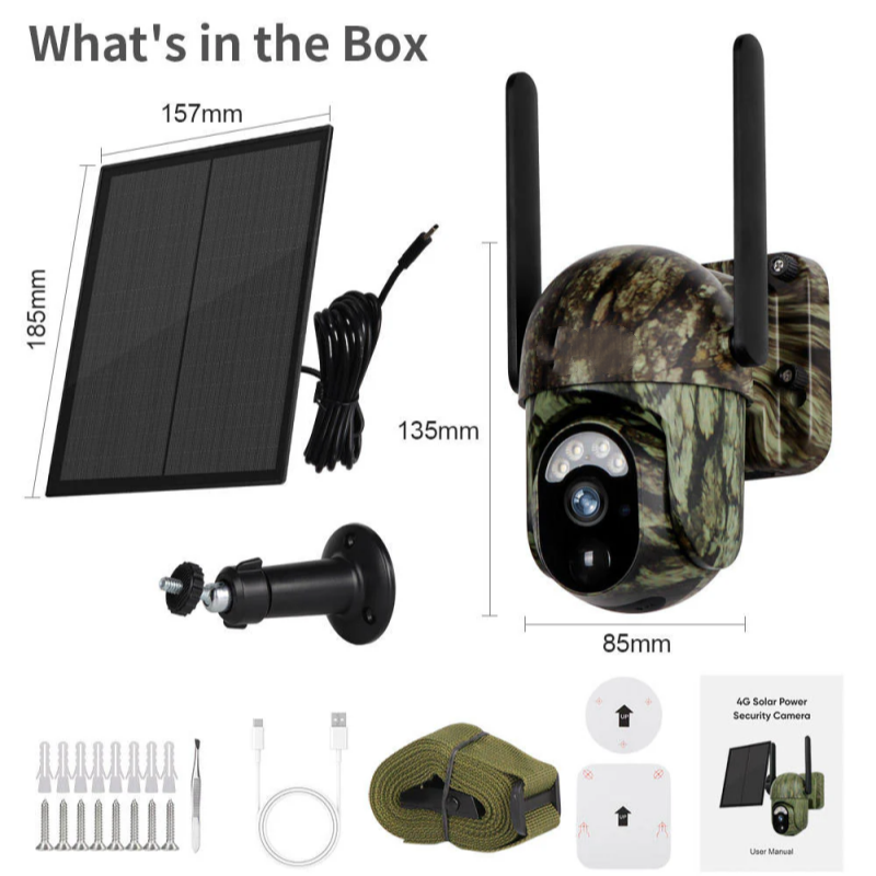 🔥🎥 4G LTE Draadloze Zonne-energie Bewakingscamera CB114S – 💎 2K HD Real-Time Preview, 360° Panoramische Dekking, Geen Wi-Fi Vereist, Afstandsbediening via App, Waterdicht, Bewegingsdetectie, Nachtzicht, Geschikt voor Buitengebruik