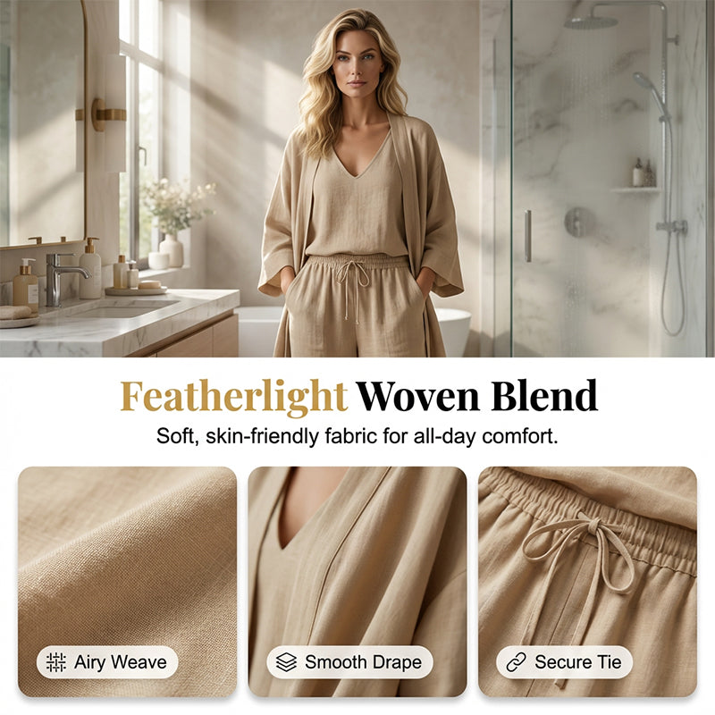 ⏰ 50% Rabatt –Elegantes, lässiges dreiteiliges Weitbein-Set | Weich, hautfreundlich, fließend und figurumschmeichelnd ✨👖